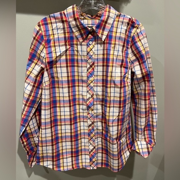 Talbots Tops - Women’s Talbots 100% Cotton Button Down Multi Color Plaid Shirt Size Medium